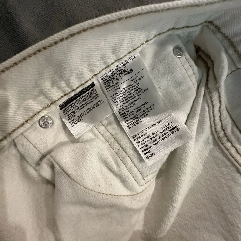 Levis Jeans Mens 34x32 Altered 502 Carpenter Double Knee Work Pants White Denim